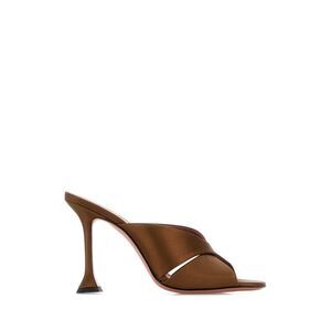 Amina Muaddi Women Brown Satin Salma Mules